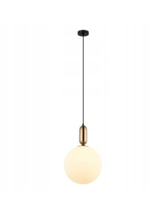 Italux ALDEVA — Wisząca lampa kula z mlecznego szkła E27 40W czarno-złota 126 cm