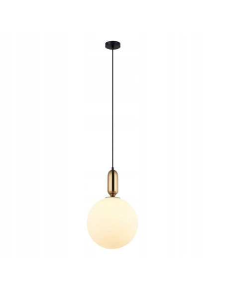 Italux ALDEVA — Wisząca lampa kula z mlecznego szkła E27 40W czarno-złota 126 cm