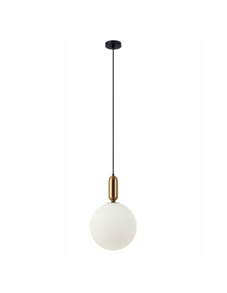 Italux ALDEVA — Wisząca lampa kula z mlecznego szkła E27 40W czarno-złota 126 cm