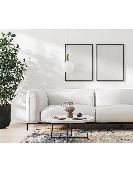 Italux ALDEVA — Wisząca lampa kula z mlecznego szkła E27 40W czarno-złota 126 cm