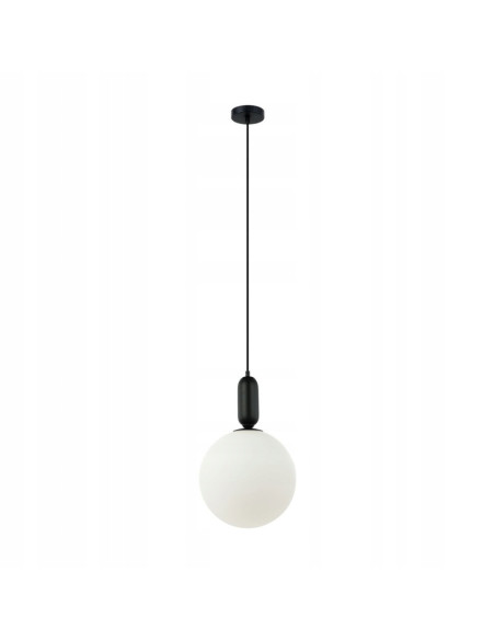 Italux ALDEVA Lampa wisząca kula szklana E27 1-punktowa czarno-biała 123 cm minimalistyczna