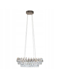 Lampa wisząca BARLETTA LED w złotym wykończeniu z kryształowymi akcentami, do wysokich sufitów i eleganckich wnętrz
