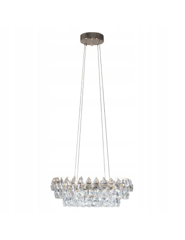 Lampa wisząca BARLETTA LED w złotym wykończeniu z kryształowymi akcentami, do wysokich sufitów i eleganckich wnętrz