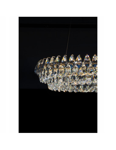 Lampa wisząca BARLETTA LED w złotym wykończeniu z kryształowymi akcentami, do wysokich sufitów i eleganckich wnętrz
