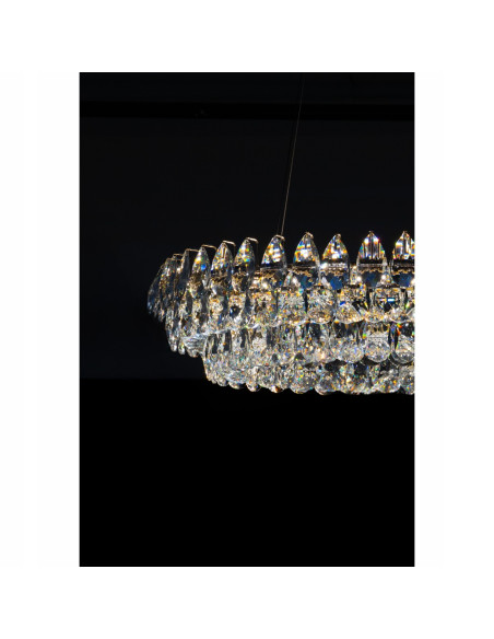 Lampa wisząca BARLETTA LED w złotym wykończeniu z kryształowymi akcentami, do wysokich sufitów i eleganckich wnętrz