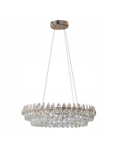 Lampa sufitowa BARLETTA w stylu glamour z kryształami, złota, 90W, idealna do jadalni i salonu