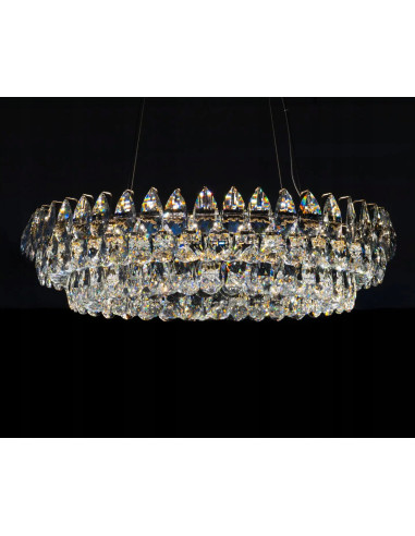 Lampa sufitowa BARLETTA w stylu glamour z kryształami, złota, 90W, idealna do jadalni i salonu