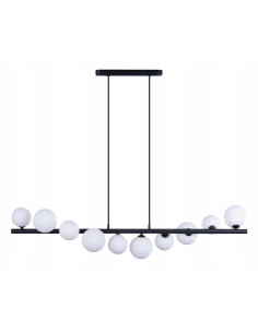 Lampa wisząca SYBILLA 10 – nowoczesna czarna 120 cm, 10x G9, szkło/aluminium, regulowana wysokość