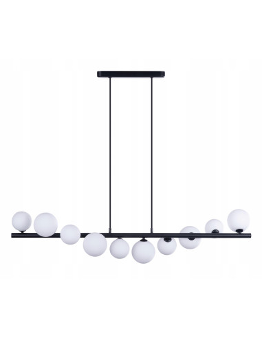 Lampa wisząca SYBILLA 10 – nowoczesna czarna 120 cm, 10x G9, szkło/aluminium, regulowana wysokość