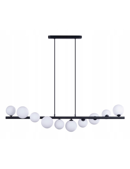 Lampa wisząca SYBILLA 10 – nowoczesna czarna 120 cm, 10x G9, szkło/aluminium, regulowana wysokość