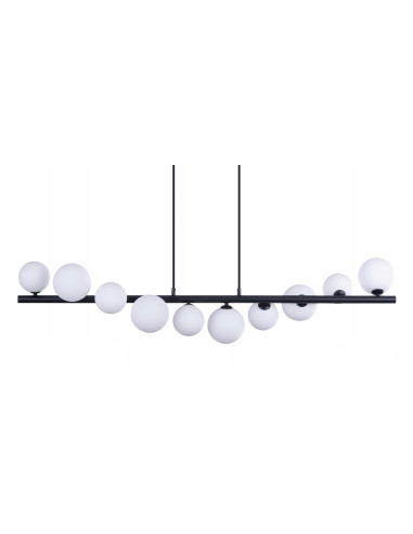 Lampa wisząca SYBILLA 10 – nowoczesna czarna 120 cm, 10x G9, szkło/aluminium, regulowana wysokość