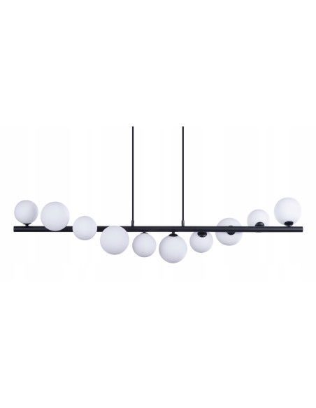 Lampa wisząca SYBILLA 10 – nowoczesna czarna 120 cm, 10x G9, szkło/aluminium, regulowana wysokość