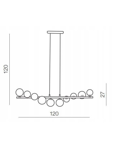 Lampa wisząca SYBILLA 10 – nowoczesna czarna 120 cm, 10x G9, szkło/aluminium, regulowana wysokość