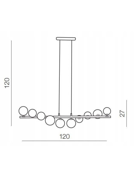 Lampa wisząca SYBILLA 10 – nowoczesna czarna 120 cm, 10x G9, szkło/aluminium, regulowana wysokość