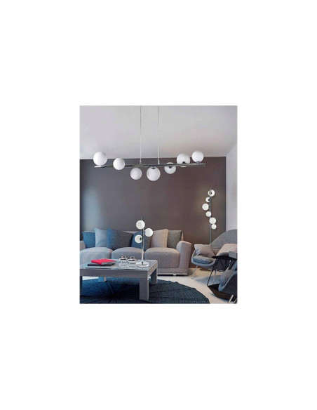 Żyrandol SYBILLA 10 PENDANT chrom/biały 120cm 10xG9 nowoczesna lampa wisząca AZzardo