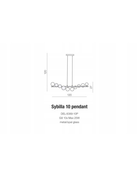 Żyrandol SYBILLA 10 PENDANT chrom/biały 120cm 10xG9 nowoczesna lampa wisząca AZzardo