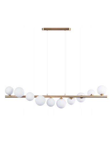Lampa wisząca SYBILLA 10 złoto-biała, 10x G9, regulowana wysokość, ALU/Szkło, 120 cm