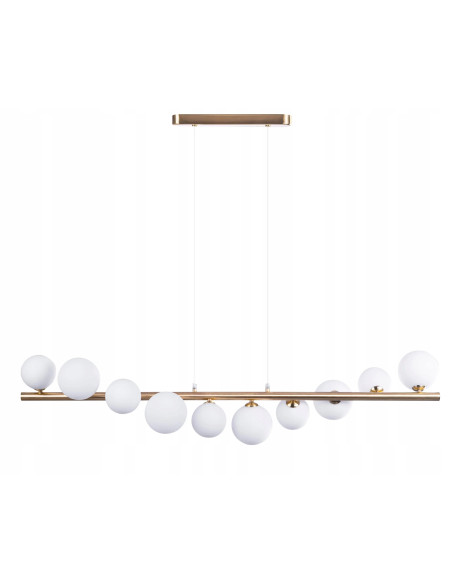 Lampa wisząca SYBILLA 10 złoto-biała, 10x G9, regulowana wysokość, ALU/Szkło, 120 cm