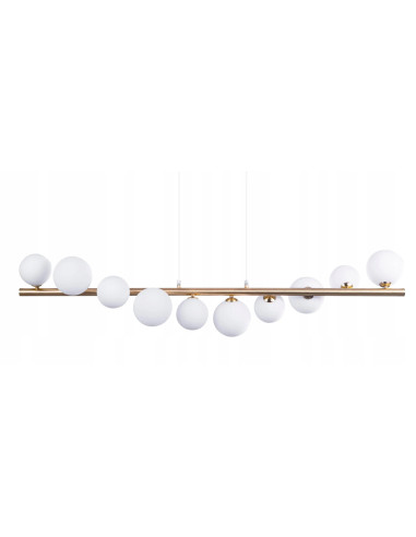 Lampa wisząca SYBILLA 10 złoto-biała, 10x G9, regulowana wysokość, ALU/Szkło, 120 cm