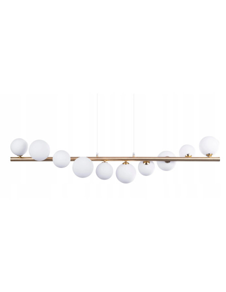 Lampa wisząca SYBILLA 10 złoto-biała, 10x G9, regulowana wysokość, ALU/Szkło, 120 cm