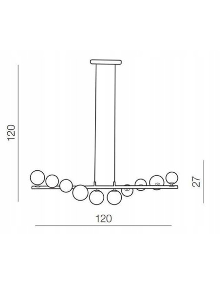 Lampa wisząca SYBILLA 10 złoto-biała, 10x G9, regulowana wysokość, ALU/Szkło, 120 cm