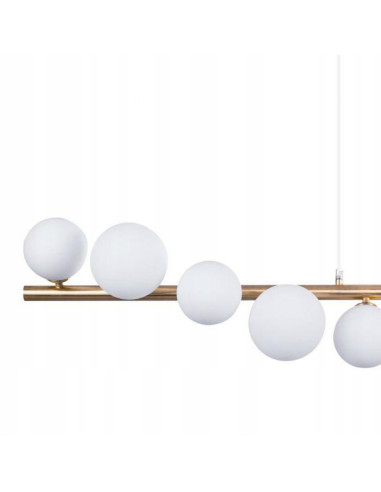 Lampa wisząca SYBILLA 10 złoto-biała, 10x G9, regulowana wysokość, ALU/Szkło, 120 cm