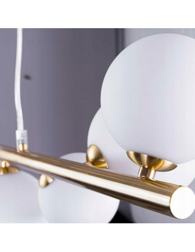 Lampa wisząca SYBILLA 10 złoto-biała, 10x G9, regulowana wysokość, ALU/Szkło, 120 cm