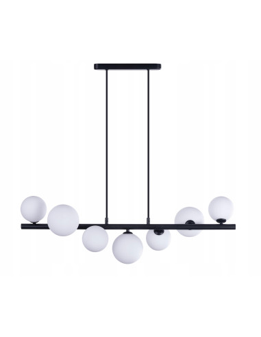 Lampa wisząca SYBILLA 7 PENDANT czarna/biała — nowoczesna listwa 7xG9, nad wyspę kuchenną, 82 cm