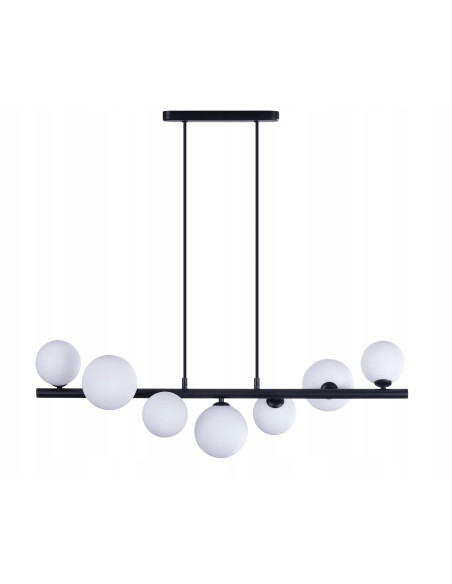 Lampa wisząca SYBILLA 7 PENDANT czarna/biała — nowoczesna listwa 7xG9, nad wyspę kuchenną, 82 cm