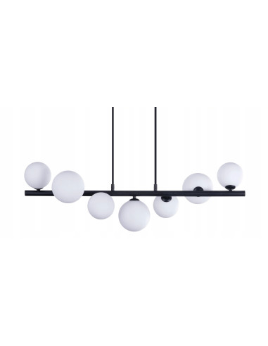 Lampa wisząca SYBILLA 7 PENDANT czarna/biała — nowoczesna listwa 7xG9, nad wyspę kuchenną, 82 cm
