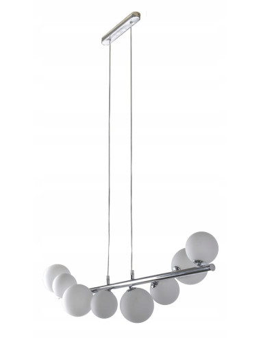 Lampa wisząca AZzardo Sybilla 7 chrom/biała – listwa z 7 kloszami, regulowana wysokość, G9, 82 cm