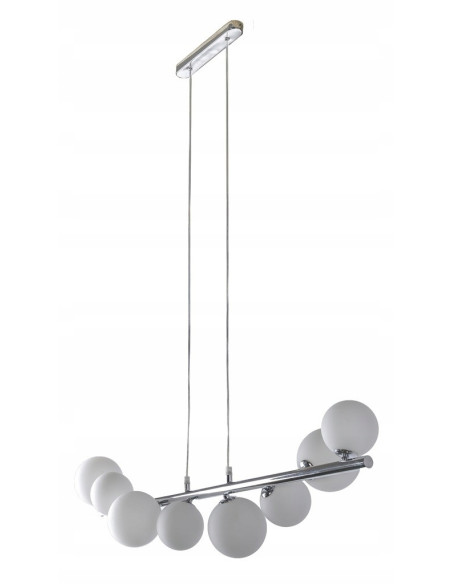 Lampa wisząca AZzardo Sybilla 7 chrom/biała – listwa z 7 kloszami, regulowana wysokość, G9, 82 cm