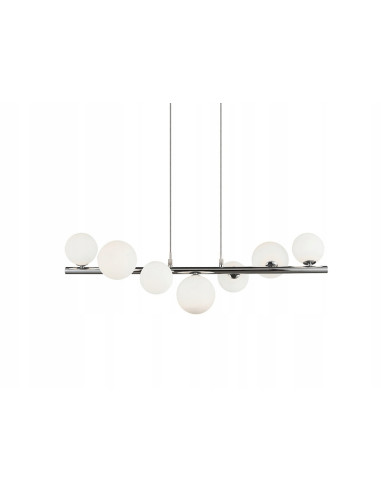 Lampa wisząca AZzardo Sybilla 7 chrom/biała – listwa z 7 kloszami, regulowana wysokość, G9, 82 cm