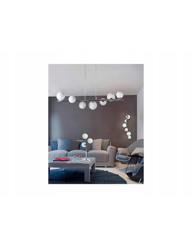 Lampa wisząca AZzardo Sybilla 7 chrom/biała – listwa z 7 kloszami, regulowana wysokość, G9, 82 cm