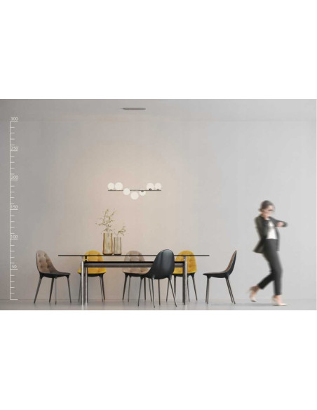 Lampa wisząca AZzardo Sybilla 7 chrom/biała – listwa z 7 kloszami, regulowana wysokość, G9, 82 cm