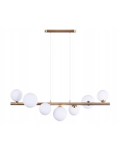 Lampa wisząca SYBILLA 7 złoto-biała 82 cm — nowoczesna listwa 7xG9 nad stół salon kuchnia