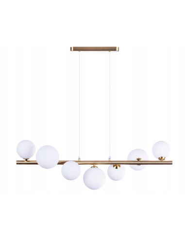 Lampa wisząca SYBILLA 7 złoto-biała 82 cm — nowoczesna listwa 7xG9 nad stół salon kuchnia