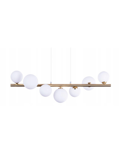 Lampa wisząca SYBILLA 7 złoto-biała 82 cm — nowoczesna listwa 7xG9 nad stół salon kuchnia