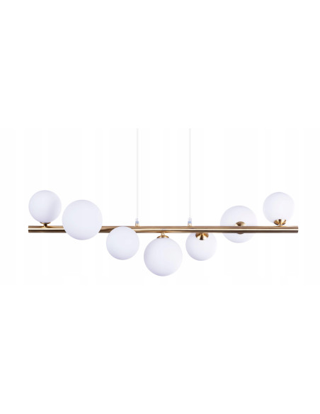 Lampa wisząca SYBILLA 7 złoto-biała 82 cm — nowoczesna listwa 7xG9 nad stół salon kuchnia
