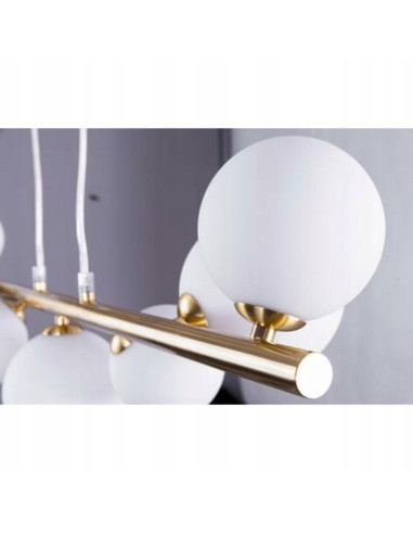 Lampa wisząca SYBILLA 7 złoto-biała 82 cm — nowoczesna listwa 7xG9 nad stół salon kuchnia