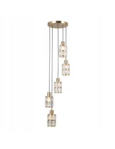 Italux ALMA — wisząca lampa ze szlifowanego szkła, 5xE27, złote wykończenie, 120 cm