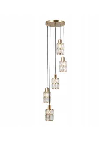 Italux ALMA — wisząca lampa ze szlifowanego szkła, 5xE27, złote wykończenie, 120 cm