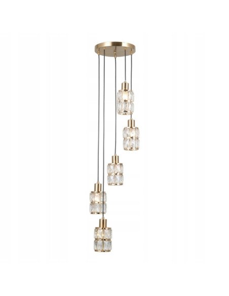 Italux ALMA — wisząca lampa ze szlifowanego szkła, 5xE27, złote wykończenie, 120 cm