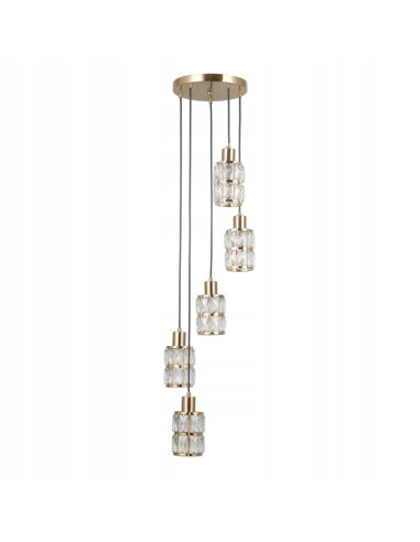 Italux ALMA — wisząca lampa ze szlifowanego szkła, 5xE27, złote wykończenie, 120 cm
