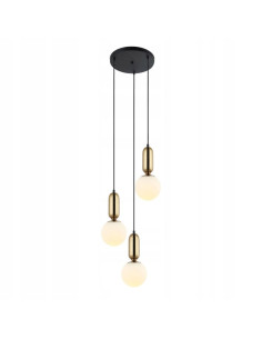Italux Aldeva — Lampa wisząca 3xE27 szklana kula czarno-złota 40 cm, modern glamour