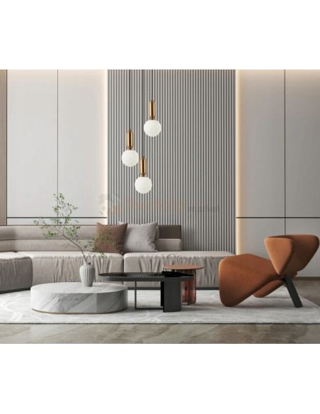 Italux Aldeva — Lampa wisząca 3xE27 szklana kula czarno-złota 40 cm, modern glamour