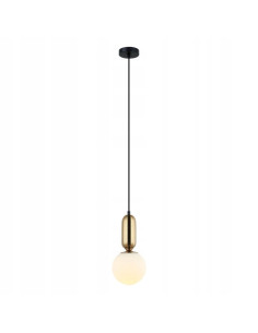 Italux Aldeva – Wisząca Lampa Kulista E27 Czarny/Biały ze Złotą Wstawką, 107 cm