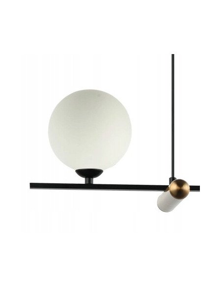 Italux Barletta - Lampa wisząca 3-punktowa czarno-złota z mlecznymi kulami, 80x90 cm