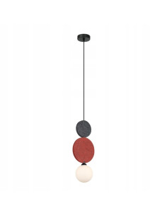 Lampa wisząca ANDREA Italux – minimalistyczna, czarno-czerwona z filcowymi dekoracjami, szkło mleczne