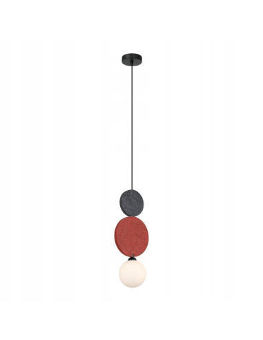 Lampa wisząca ANDREA Italux – minimalistyczna, czarno-czerwona z filcowymi dekoracjami, szkło mleczne